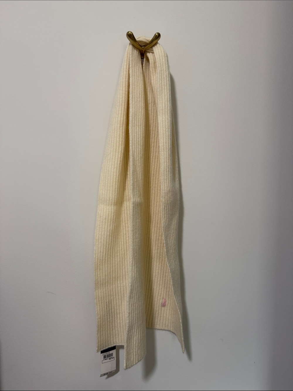 Ralph Lauren Cream Ribbed Knit Scarf